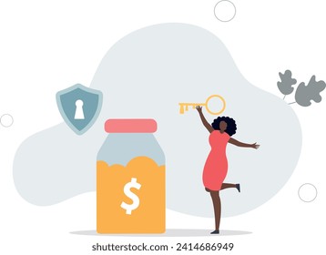 High interest rates concept. character opening savings account and receiving interest on deposits.