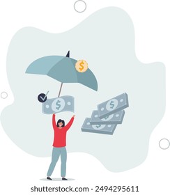 Hohe Zinssatzkonzept. Charakter Eröffnung Spar-Account und Zinserträge auf Einlagen.Flat Design.Illustration mit Menschen.