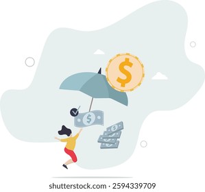 High interest rates concept. character opening savings account and receiving interest on deposits.flat character life .