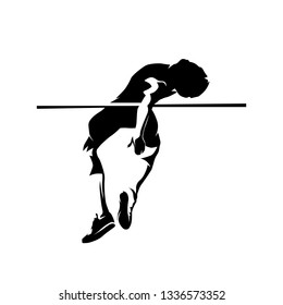 High jump athlete, isolated vector silhouette. Ahtletics, decathlon