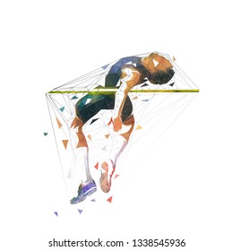 High Jump Athlete, Low Poly Geometric Vector Illustration. Ahtletics, Decathlon