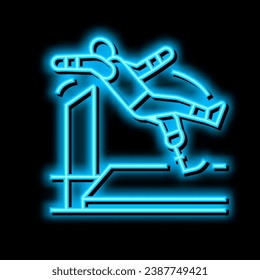 high jump handicapped athlete neon light sign vector. high jump handicapped athlete illustration