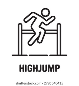 high jump icon in black line art on white background