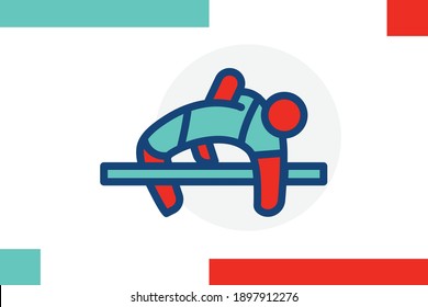 Icono de salto alto con el concepto de color relacionado con el deporte y los elementos de juego.
     