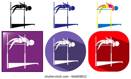 High jump icon in many designs illustration