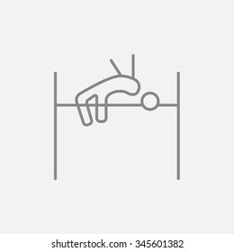High jump line icon for web, mobile and infographics. Vector dark grey icon isolated on light grey background.