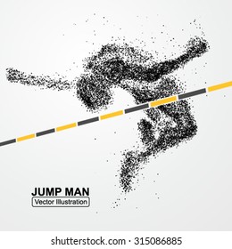 High jump man,Vector graphics composed of particles.