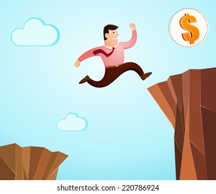 high jump over the cliff to achieve success