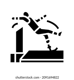 high jump person with a athlete glyph icon vector. high jump person with a athlete sign. isolated contour symbol black illustration