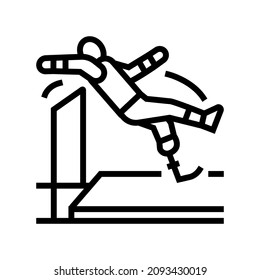 high jump person with a athlete line icon vector.isolated contour symbol black illustration