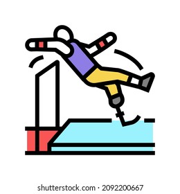 high jump person with a disability athlete color icon vector. high jump person with a disability athlete sign. isolated symbol illustration