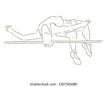 high jump sport contour vector illustration 