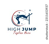 high jump sport vector illustration logo design