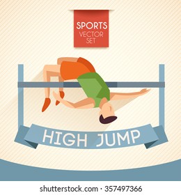 High Jump : Sports Flat Design  : Vector Illustration