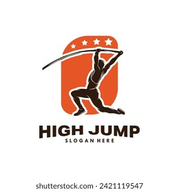 High Jump vector logo design template