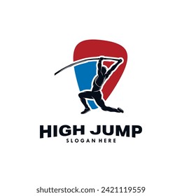 High Jump vector logo design template