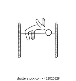 High jump vector sketch icon isolated on background. Hand drawn High jump icon. High jump sketch icon for infographic, website or app.