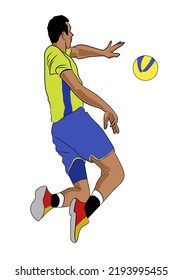 high jump volleyball player vector