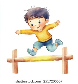 high jump watercolor clipart illustration isolated