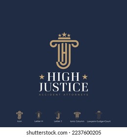 High Justice logo with HJ-JH monogram icon, ready to use with description of icon at below