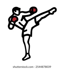 High Kick Martial Arts Icon – Vector Illustration of Fighter in Action