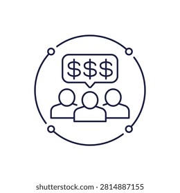 high labor costs icon in line design