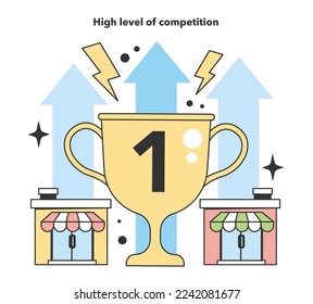 High level of competition for small business. Fears and concerns about starting and developing a new start-up, local business. Potential failure and difficulties. Flat Vector Illustration