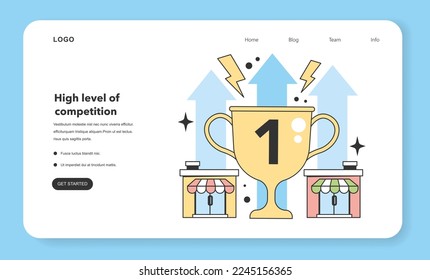 High level of competition for small business web banner or landing page. Fears and concerns about starting and developing a local business. Potential failure and difficulties. Flat Vector Illustration