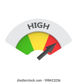 High Level Risk Gauge Vector Icon. High Fuel Illustration On White Background.