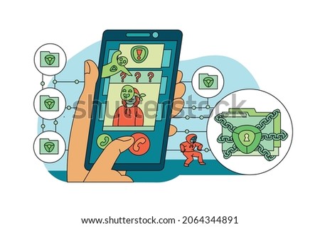 High level of smartphone protection vector illustration. Destroy hackers attempts to steal flat style. Technology, safety, secure concept