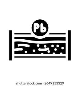 high levels lead citys drinking water due old pipes glyph icon vector. high levels lead citys drinking water due old pipes sign. isolated symbol illustration