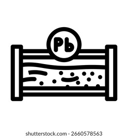 Vector de icono de línea de tuberías viejas. Altos niveles de plomo Las ciudades beben agua debido a la señal de tuberías viejas. Contorno aislado Ilustración negra