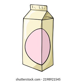 High light square packaging of milk, kefir, copy space, cartoon-style vector on a white background
