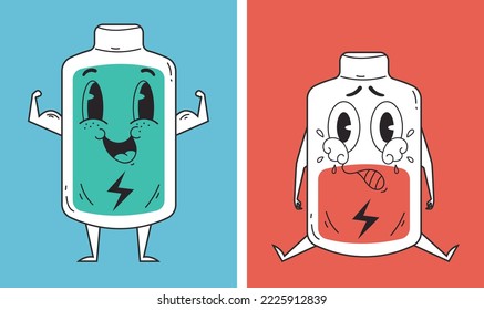 Hoch- und Low-Akku-Zeichen einzeln auf Hintergrundkonzept. Vektorgrafik-Design-Illustrationselement