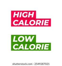 High Low Calorie Foods Healthy Word Icon Label Design Vector