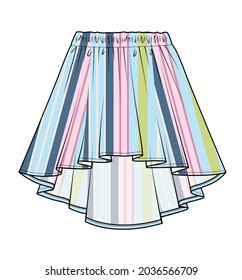 HIGH LOW HEM AND FRILL SKIRT FOR GIRLS BOTTOM WEAR VECTOR