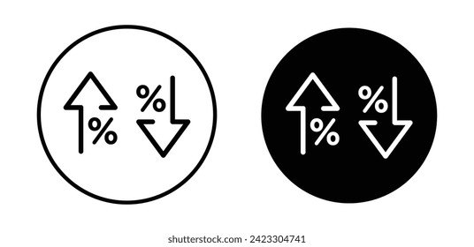 High and Low Percent arrow vector line icon illustration.