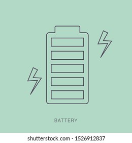 High to low power battery energy charging indicator level set with recharging icon