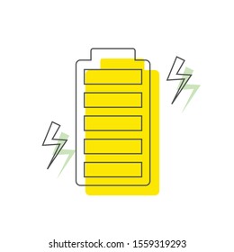 High to low power battery energy charging indicator level set with recharging icon