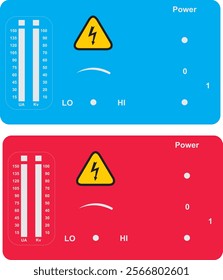  High and Low Temperatures Yellow Graphic Icons over Blue and red  background, colorful design, vector illustration
