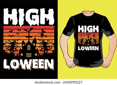 Alta Loween, diseño de camiseta vector póster o plantilla, gráfico vectorial, tipográfico, vintage, etiqueta, insignia, logotipo, icono