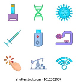 High manufacturability icons set. Cartoon set of 9 high manufacturability vector icons for web isolated on white background