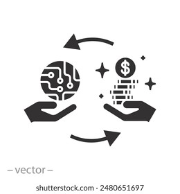 high microchip price icon, shortage semiconductor, spreadof or  supply electronic chips, computer tech, flat symbol on white background - vector illustration