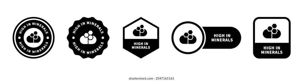 High in Minerals - vector signs for product labeling.