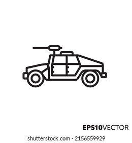 High Mobility Multipurpose Wheeled  Vector Line Icon. Military Humvee Outline Symbol.