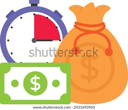 high monetary reward for time sensitive project task concept, nonmonetary asset profit vector design, Boosting productivity abilities Symbol, business motivation Sign Enterprise impetus illustration
