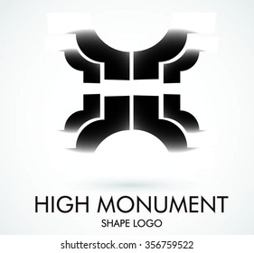 High monument of classic architecture abstract vector and logo design or template landmark business icon of corporate identity symbol concept