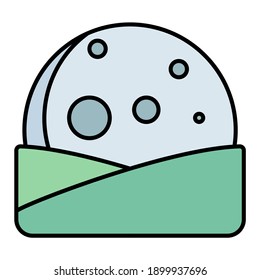 high moonrise and moonset in hill using soft color and filled line style