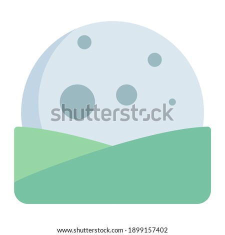 high moonrise and moonset in hill using soft color and flat style
