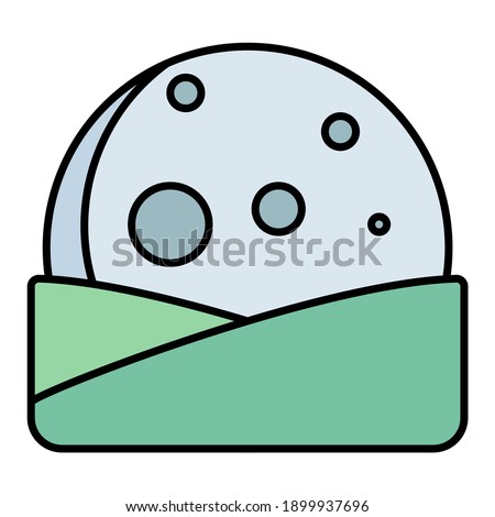 high moonrise and moonset in hill using soft color and filled line style